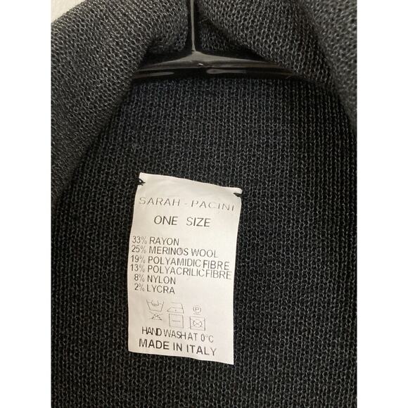 Sarah Pacini Open Front Lagenlook black Cardigan Rayon Merino Wool mixed Italy - Picture 5 of 8